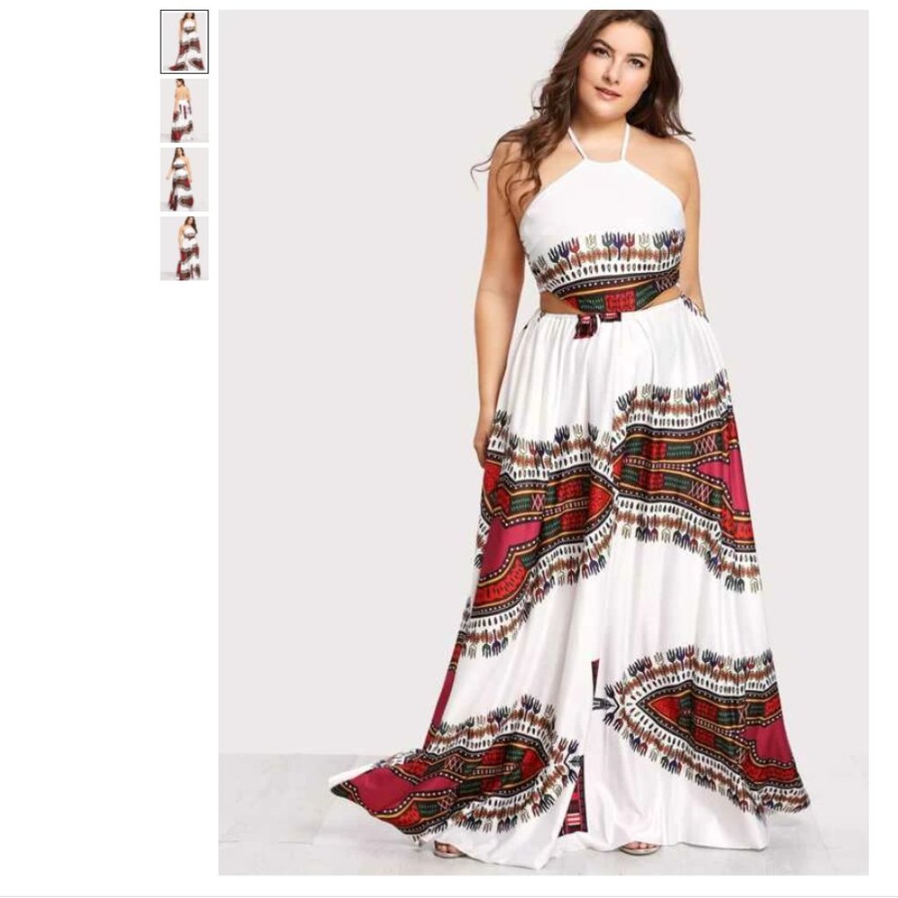 Plus Size Lace Up Backless Dress